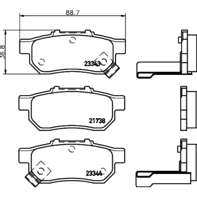 Kuva HELLA 8DB 355 017 151 Jarrupalat akustisella kulumavaroittimella HONDA: JAZZ 3, 2, 4