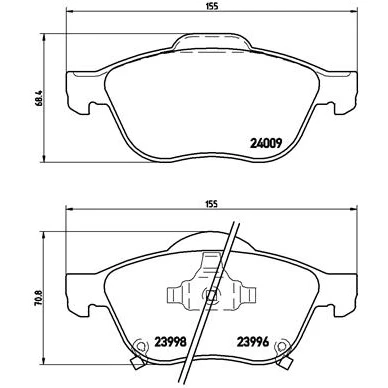 Kuva BREMBO P 83 043 Jarrupalat akustisella kulumavaroittimella Männän lukoilla Ilman tarvikkeita TOYOTA: Avensis Verso, I Farmari, Sedan