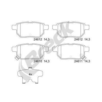 Kuva BRECK 24610 00 704 10 Jarrupalat akustisella kulumavaroittimella TOYOTA: Corolla X Sedan, Yaris II Hatchback, Auris Hatchback