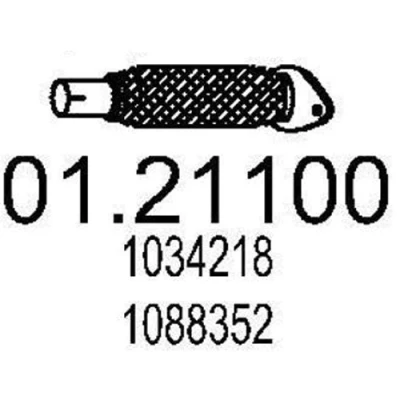 Kuva MTS 01.21100 Pakoputki 350 Takana takavaimentimelle FORD: FIESTA 4