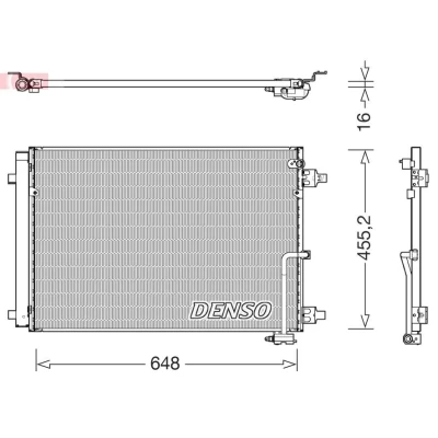Kuva DENSO DCN02045 Ilmastoinnin Lauhdutin Vedenerottimella 648x440.6x16 R 134a 648
