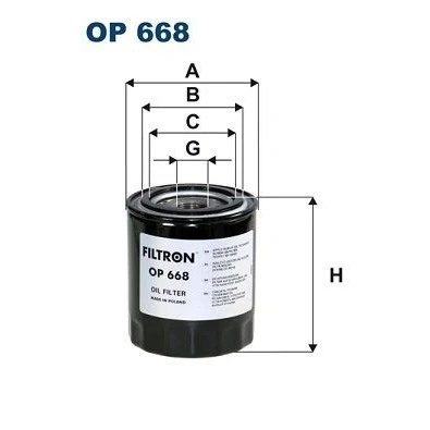 Kuva FILTRON OP 668 Öljynsuodatin M 23 X 1.5 Ruuvattava suodatin SCANIA: P,G,R,T series, L,P,G,R,S 4 series