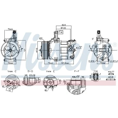 Kuva NISSENS 891034 Ilmastoinnin Kompressori DV9 12 PAG 46 YF R 1234yf
