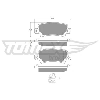 Kuva TOMEX brakes TX 13 75 Jarrupalat Taka akseli akustisella kulumavaroittimella Tarvikkeilla TOYOTA: Corolla IX Hatchback, X Sedan