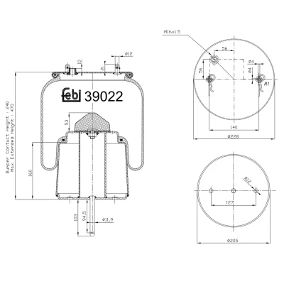 Kuva FEBI BILSTEIN 39022 Metallipalje, ilmajousitus Taka akseli, molemminpuolinen