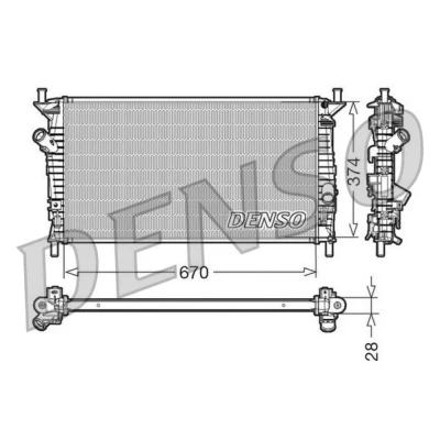 Kuva DENSO DRM10074 Jäähdytin Alumiini 670 374 28 VOLVO: C30, V50, MAZDA: 5, FORD: Focus 2 Limousine