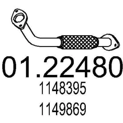 Kuva MTS 01.22480 Pakoputki 540 Edessä keskiäänenvaimentajalle FORD: MONDEO 3 Kombi,