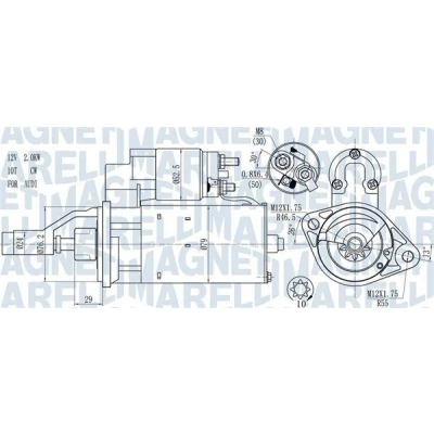 Kuva MAGNETI MARELLI 063721114010 Starttimoottori 12 2 10 AUDI: A4 B7 Sedan, Avant, B6 Sedan