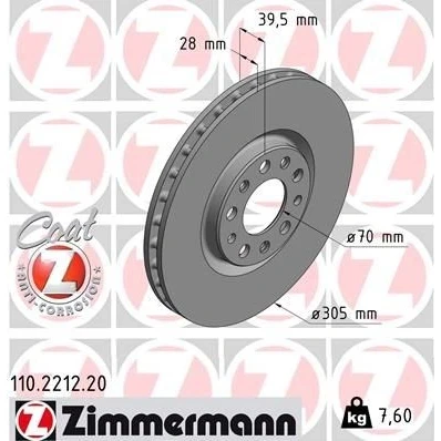 Kuva ZIMMERMANN COAT Z 110.2212.20 Jarrulevyt 305 28 10/5 5 110 tuuletettu sisältä pinnoitettu ALFA ROMEO: 159 Sportwagon, Giulietta Hatchback, Sedan