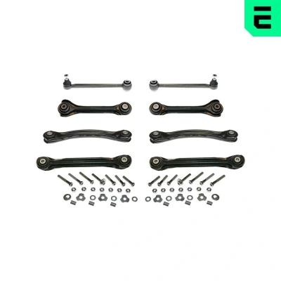 Kuva OPTIMAL G8 541 Tukivarsisarja, Pyörien Tuenta Taka akseli, Vasen, Oikea Kiinnitysmateriaalilla MERCEDES BENZ: 190, W124 Sedan, E sarja Sedan