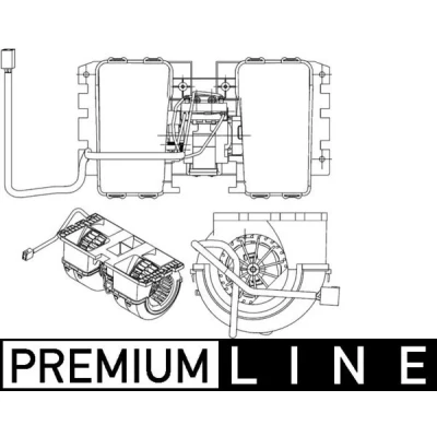 Kuva MAHLE ORIGINAL AB 144 000P Lämmityslaitteen Puhallin Ohjaus vasemmalla Integroidulla säätimellä