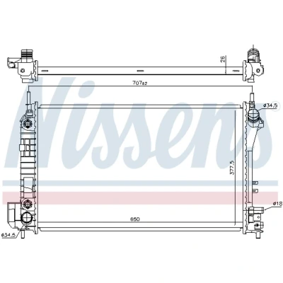Kuva NISSENS 630703 Jäähdytin Alumiini 650 378 26 Jäähdytysrivat juotetut SAAB: 9 3 Sedan, Farmari, OPEL: Vectra C Caravan, Sedan