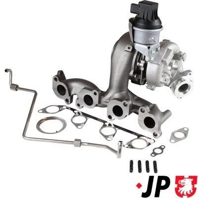Kuva JP GROUP 1117800310 Turboahdin Pakokaasuahdin sis. tiivistesarjan, Öljyn tulojohtimella VOLKSWAGEN: GOLF 5, 6, Tiguan I, AUDI: A3 Sportback