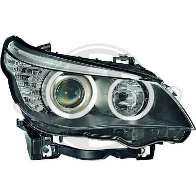 Kuva DIEDERICHS 1224283 Ajovaloumpio Vasen H7/H7, LED kääntymisvalolla Valokorkeussäätimen moottorilla, Kotelo mustalla sisäosalla BMW: 5 Sedan, Touring