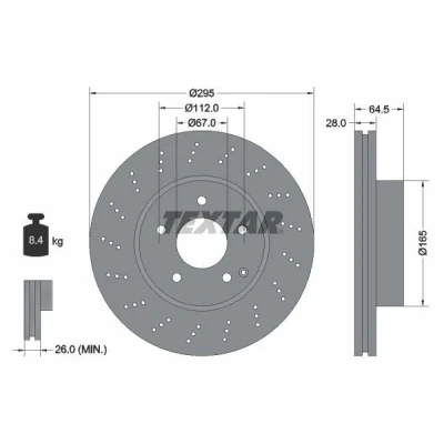 Kuva TEXTAR PRO+ 92165005 Jarrulevyt MERCEDES BENZ: C sarja T modell, Sedan, Coupe