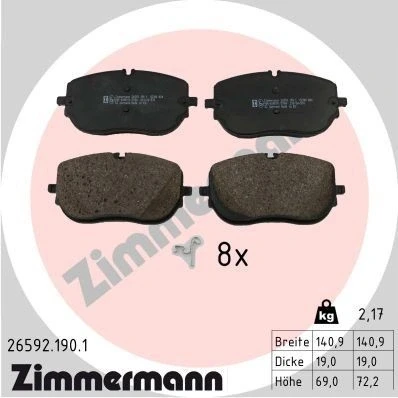 Kuva ZIMMERMANN 26592.190.1 Jarrupalat Kulumisenilmaisemelle Valokuva vastaa toimituslaajuutta
