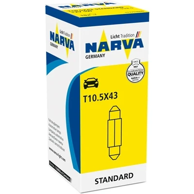 Kuva NARVA 171753000 Polttimo, Rekisterikilvenvalo 12 5 Sukkulapolttimo T10,5x43 SV8.5 HONDA: ACCORD 5, MERCEDES BENZ: CLK Coupe, FIAT: Stilo Hatchback