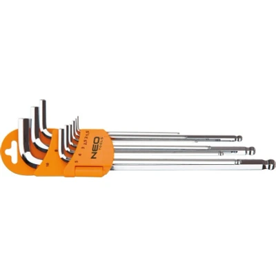 Kuva NEO TOOLS 09 525 Kulmaruuviväänninsarja 1.5 mm, 2 2.5 3 4 5 6 8 10 mm Kromi vanadium teräs 9