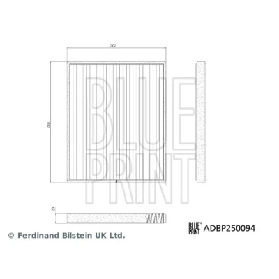 Kuva BLUE PRINT ADBP250094 Raitisilmasuodatin Aktiivihiilisuodatin 248mm 203mm 20mm
