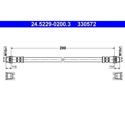 Kuva ATE 24.5229 0200.3 Jarruletku 200 PEUGEOT: 207 Hatchback, SW, 206 RENAULT: TRAFIC 2 Kasten, OPEL: Vivaro A Van