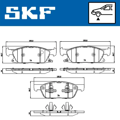 Kuva SKF VKBP 80433 A Jarrupalat akustisella kulumavaroittimella FORD: S Max Mk2, Galaxy Mk3 MPV, FORD USA: Edge Mk2