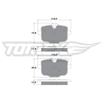 Kuva TOMEX brakes TX 17 36 Jarrupalat Taka akseli Kulumisenilmaisemelle BMW: 5 Touring, Sedan, 7