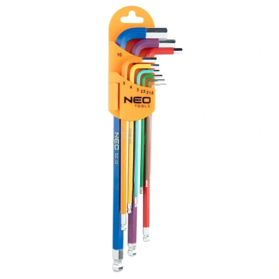 Kuva NEO TOOLS 09 512 Kulmaruuviväänninsarja 1.5,2,2.5,3,4,5, 6,8,10 mm Työkaluteräs 9