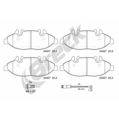 Kuva BRECK 24007 00 703 Jarrupalat Kulumisenilmaisemelle MERCEDES BENZ: Vito Bussi, Mixto, Viano
