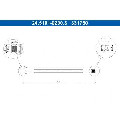 Kuva ATE 24.5101 0200.3 Jarruletku 235mm M10x1mm AUDI: A4 B5 Avant, Sedan