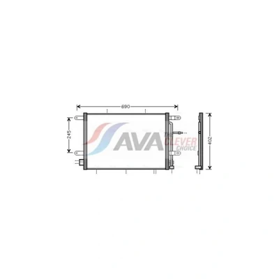 Kuva AVA COOLING SYSTEMS AI5239 Ilmastoinnin Lauhdutin ilman vedenerotinta 18mm 15,5mm Alumiini 591mm R134a AUDI: A4 B7 Avant, Sedan, B6 Sedan