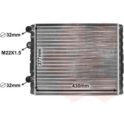 Kuva VAN WEZEL 58002129 Jäähdytin Alumiini 430 377 33 Jäähdytysrivat mekaan. kiinnitetyt VOLKSWAGEN: Polo III Hatchback