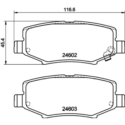 Kuva HELLA 8DB 355 014 381 Jarrupalat akustisella kulumavaroittimella JEEP: Compass, Wrangler 3, IV, DODGE: Nitro SUV