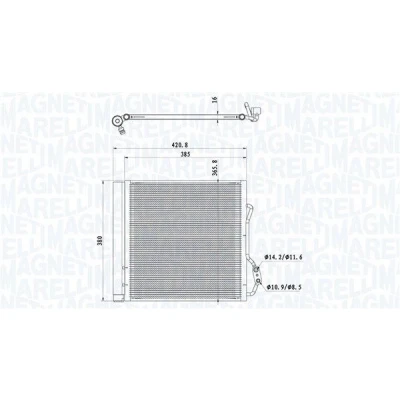 Kuva MAGNETI MARELLI 350203921000 Ilmastoinnin Lauhdutin Vedenerottimella 365x365,8x16 365,8 365 16