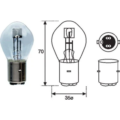 Kuva MAGNETI MARELLI 002588200000 Polttimo, kaukovalo S2 12V 35/35W BA20d Halogeeni