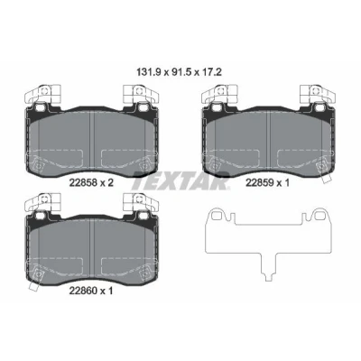 Kuva TEXTAR 2285801 Jarrupalat Sis. kulumisenilmaisimen Tasauspainoilla KIA: Stinger Hatchback