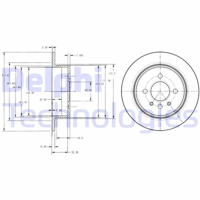 Kuva DELPHI BG2202 Jarrulevyt 258 10 4 täysi rasvattu käsittelemätön ilman pyöränlaakeria, ABS sensorirengasta BMW: 3 Sedan, Cabriolet