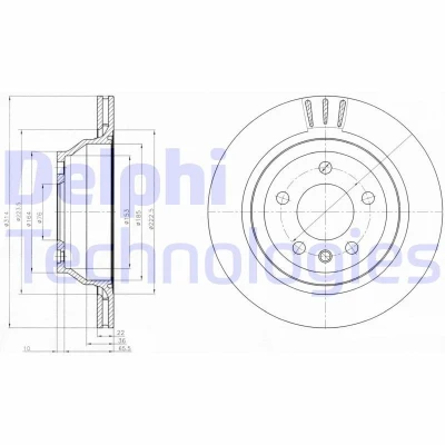Kuva DELPHI BG3894 Jarrulevyt 314 22 5 Tuuletettu rasvattu hiiliteräs ilman pyöränlaakeria, ABS sensorirengasta VOLKSWAGEN: Transporter