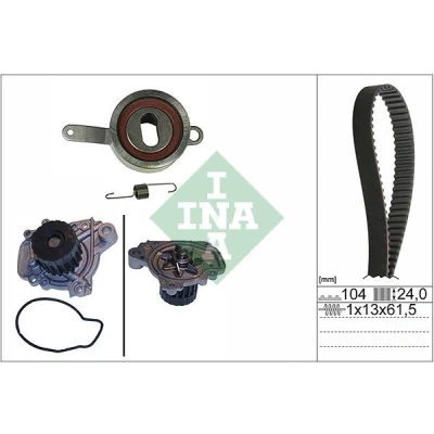 Kuva INA 530 0314 30 Vesipumppu + Jakohihnasarja Vesipumpulla HONDA: CRX 3, CIVIC 6 Fastback