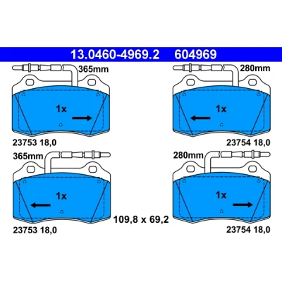 Kuva ATE 13.0460 4969.2 Jarrupalat Sis. kulumisenilmaisimen PEUGEOT: 406 Coupe