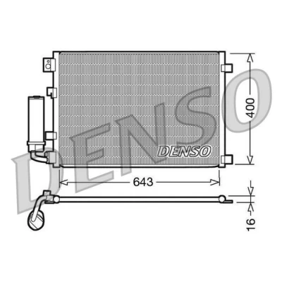 Kuva DENSO DCN46002 Ilmastoinnin Lauhdutin Vedenerottimella 643x400x16 R 134a 643 NISSAN: Qashqai / Qashqai+2 I