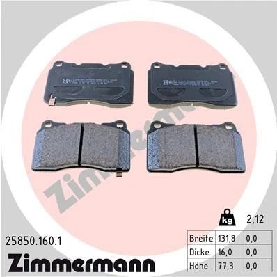 Kuva ZIMMERMANN 25850.160.1 Jarrupalat Valokuva vastaa toimituslaajuutta SUBARU: Impreza II Sedan, III Hatchback, Farmari