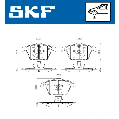 Kuva SKF VKBP 80272 Jarrupalat Ei kulumisenilmaisimelle VOLVO: V40 Hatchback, S40 II, C30, SAAB: 9 3 Farmari, Sedan, 3X OPEL: Vectra C Sedan