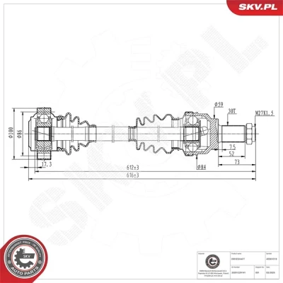 Kuva Vetoakseli, Taka akseli, oikea, vasen Esen skv 40SKV bmw 5 [e39], touring [e39] OE 33201229141, 33201229374, 33201229441