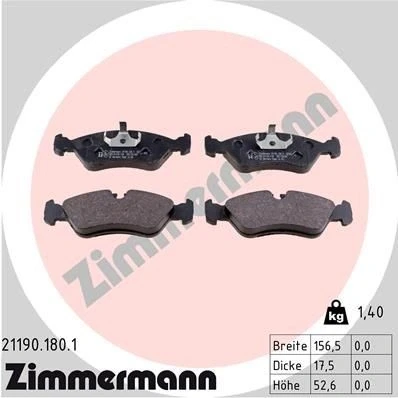 Kuva ZIMMERMANN 21190.180.1 Jarrupalat Kulumisenilmaisemelle Valokuva vastaa toimituslaajuutta OPEL: Vectra A Sedan, Omega Calibra