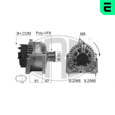 Kuva ERA 210477A Laturi 14V 110A RENAULT: LAGUNA 2 Grandtour, Scénic 1, MEGANE 3 PEUGEOT: 308 I Hatchback, 307 SW
