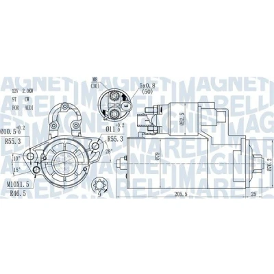 Kuva MAGNETI MARELLI 063721521010 Starttimoottori 12 2,2 9 VOLKSWAGEN: Touareg I