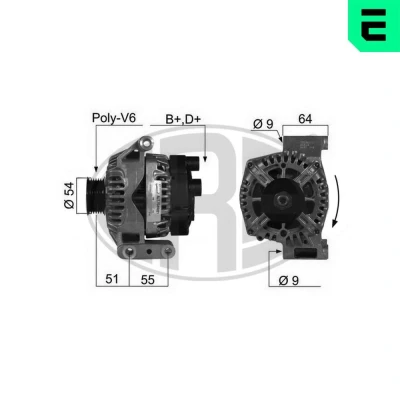 Kuva ERA 210406A Laturi 14V 75A FIAT: Punto II Hatchback, Doblo Van / Farmari, Grande ALFA ROMEO: MiTo, FORD: KA Hatchback