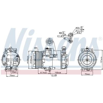 Kuva NISSENS 89222 Ilmastoinnin Kompressori CVC 12 PAG 46 R 134a OPEL: Astra H Caravan, Zafira B, GTC