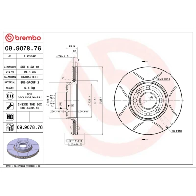 Kuva BREMBO Jarrulevy RENAULT: Kangoo II / Grand Kangoo, Clio 4, Captur, MERCEDES BENZ: Citan Van, Tila auto Farmari, NISSAN: MICRA 5 09.9078.76