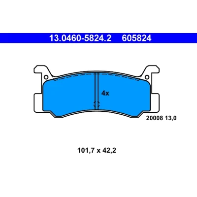 Kuva ATE 13.0460 5824.2 Jarrupalat Ei kulumisenilmaisimelle, Ilman kulumisenilmaisinta MAZDA: MX 3